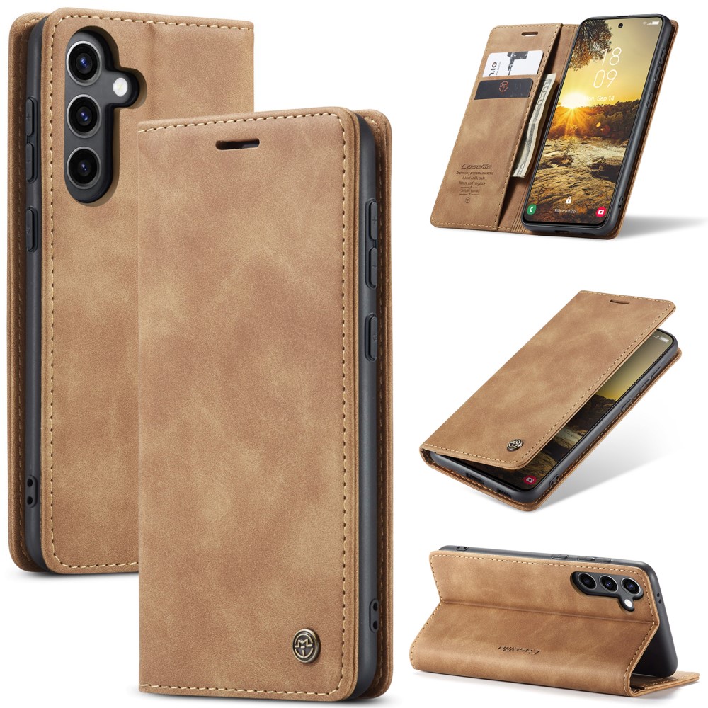 CASEME CASEME Galaxy S25 Fodral Flip Retro Läder Brun
