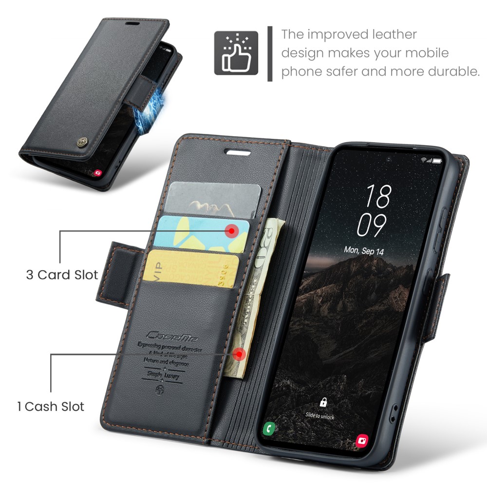 CASEME CASEME Samsung Galaxy S25 Fodral RFID Läder Svart