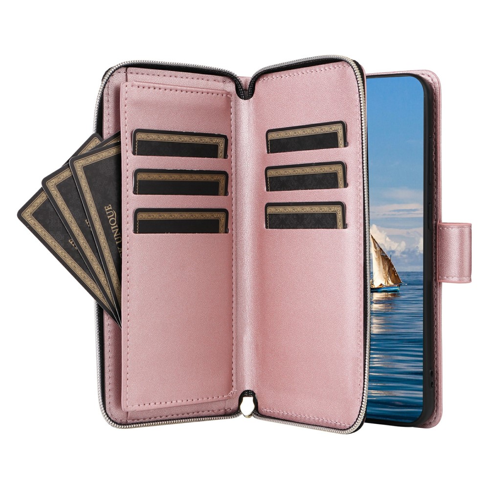  Samsung Galaxy S25 Fodral Rhombus Läder Roséguld