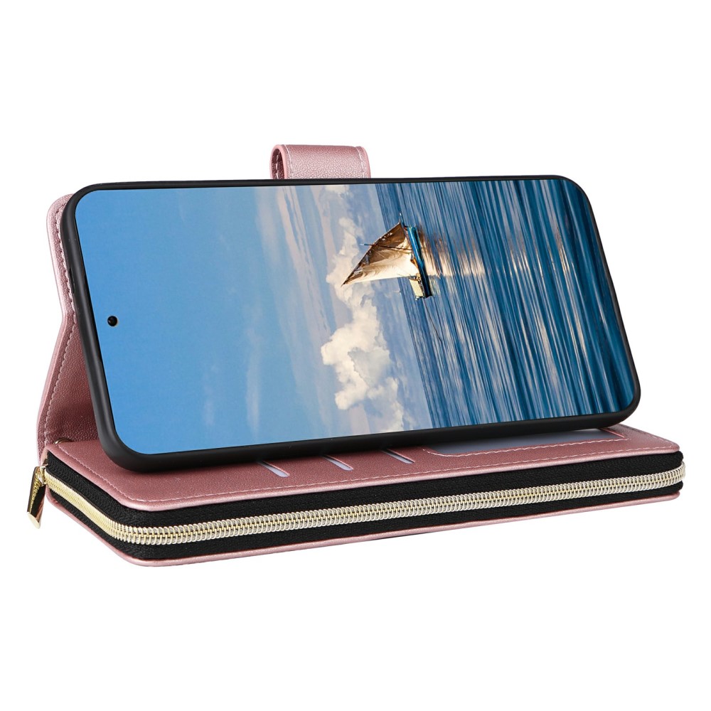  Samsung Galaxy S25 Fodral Rhombus Läder Roséguld