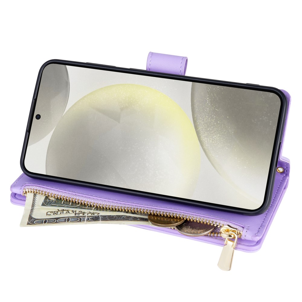  Samsung Galaxy S25 Fodral Läder Rhombus Lila