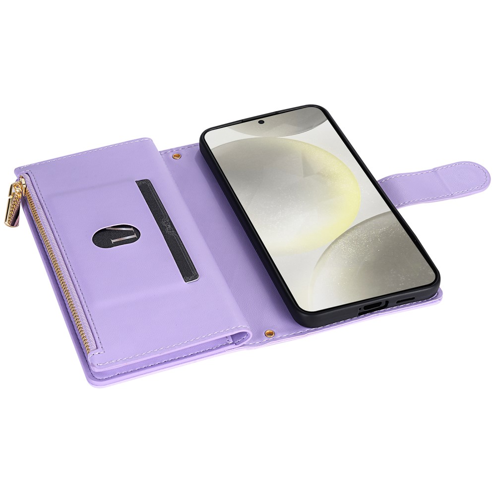  Samsung Galaxy S25 Fodral Läder Rhombus Lila