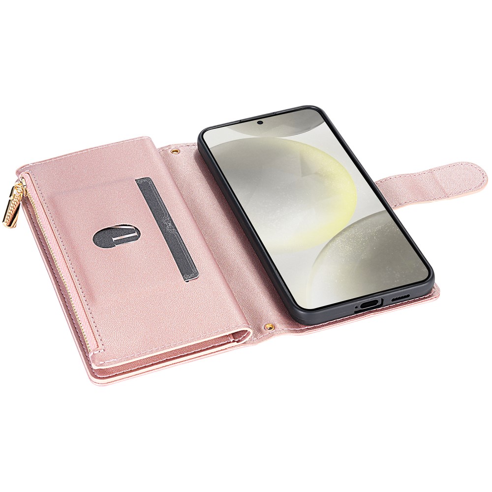  Samsung Galaxy S25 Fodral Läder Rhombus Roséguld