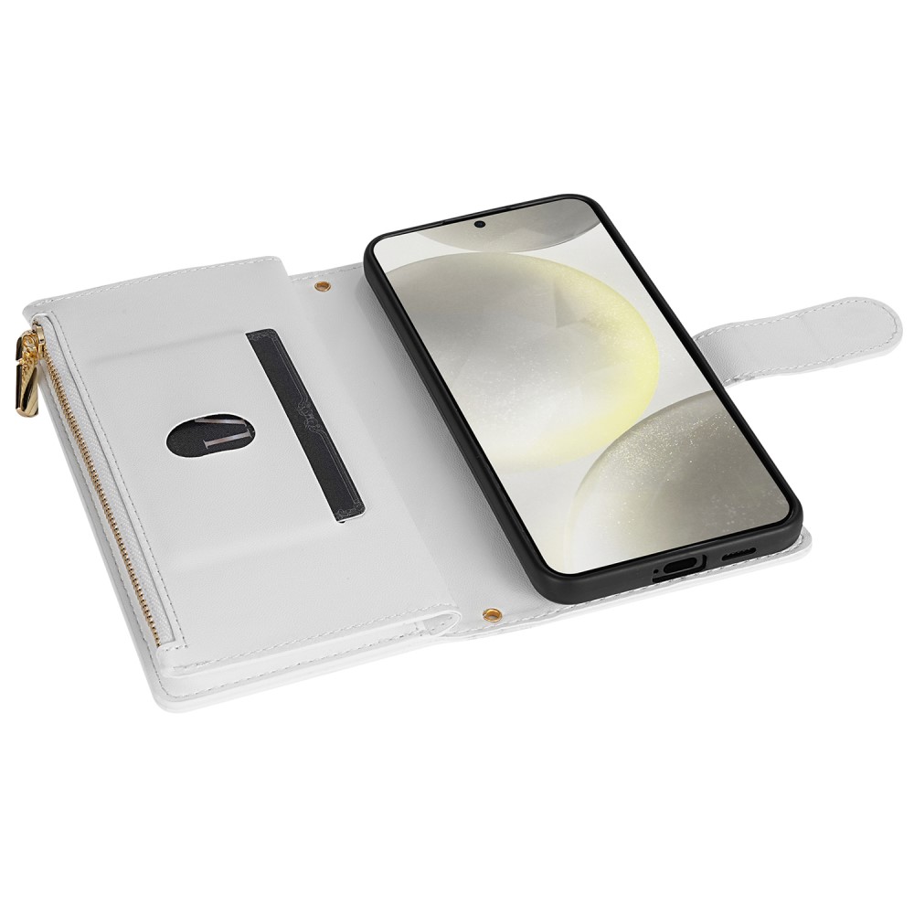  Samsung Galaxy S25 Fodral Läder Rhombus Vit