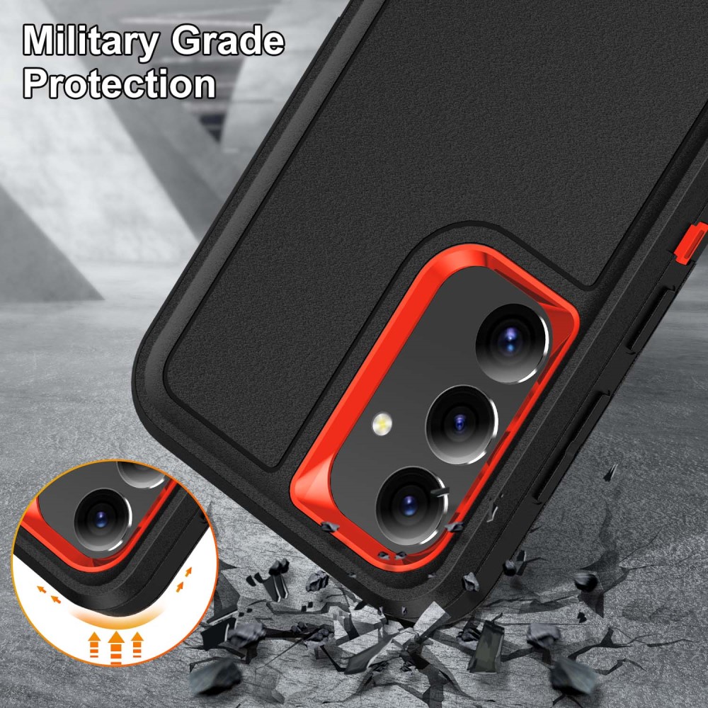  Samsung Galaxy S25 Skal Extreme Hybrid Kickstand Svart/Orange