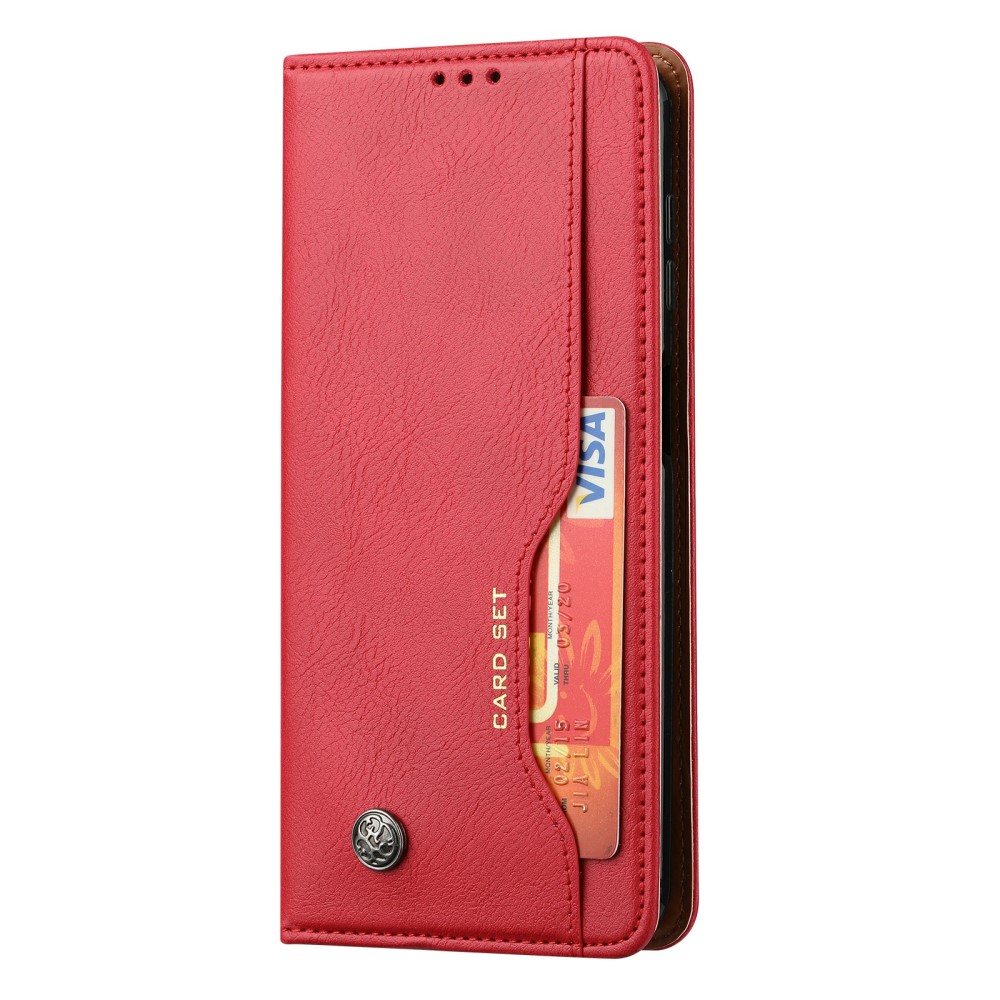  Samsung Galaxy S25 Fodral Flip Läder Med Kortficka Röd