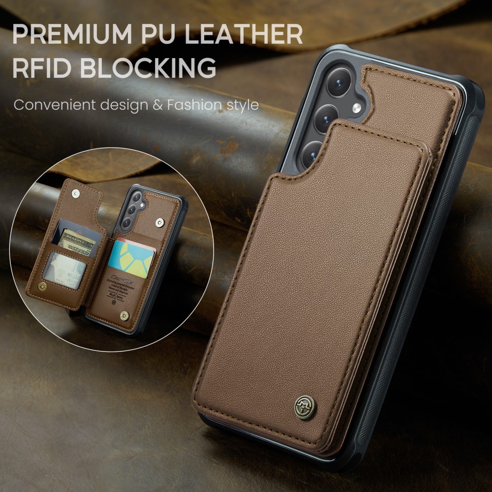 CASEME CASEME Samsung Galaxy S25 Skal RFID Kickstand Brun