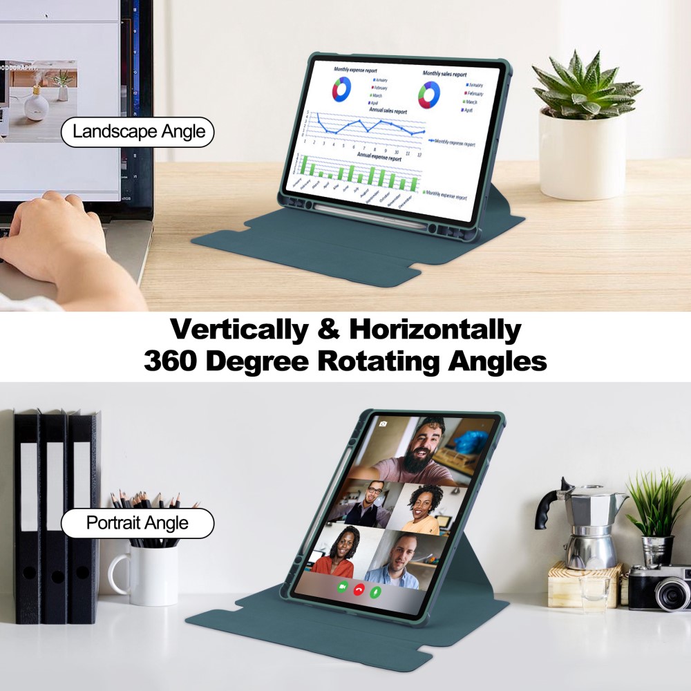  Samsung Galaxy Tab S10 Plus Fodral 360° Rotation Grön
