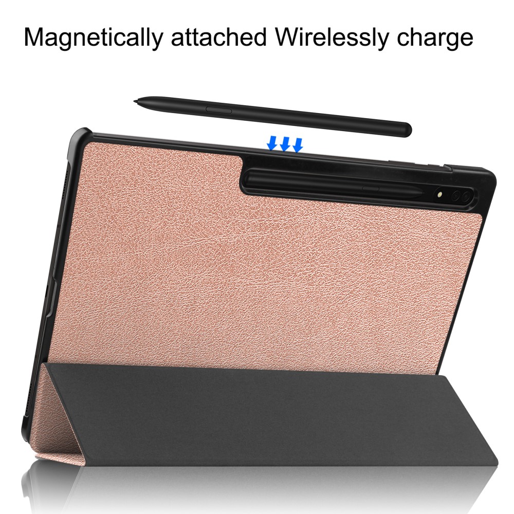 Galaxy Tab S10 Ultra/S9 Ultra/S8 Ultra Fodral Tri-Fold Roséguld