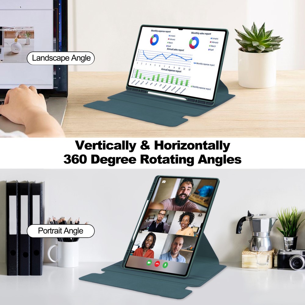  Samsung Galaxy Tab S10 Ultra Fodral 360° Rotation Grön