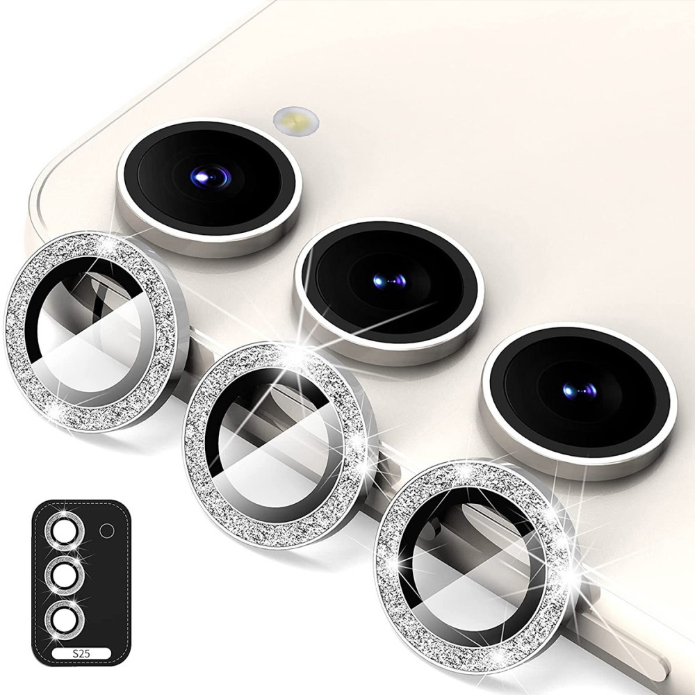 ENKAY ENKAY Samsung Galaxy S25 Linsskydd Glitter Silver