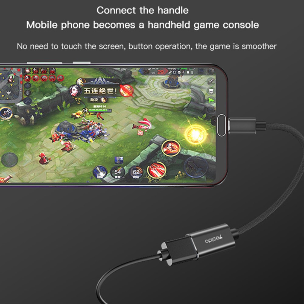 YESIDO YESIDO USB-C Hane - USB-A Hona Adapter Kabel Svart