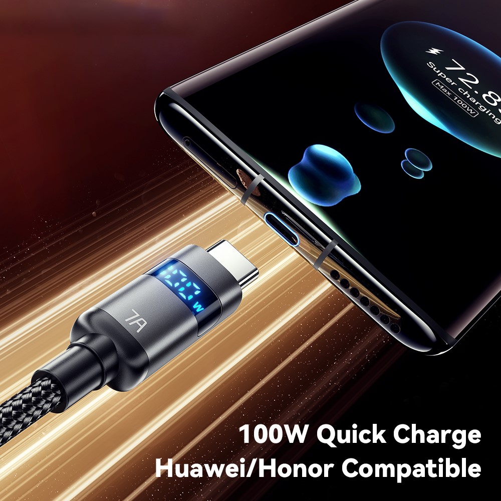 ESSAGER ESSAGER 2 m 100W 7A USB-C Laddningskabel Svart