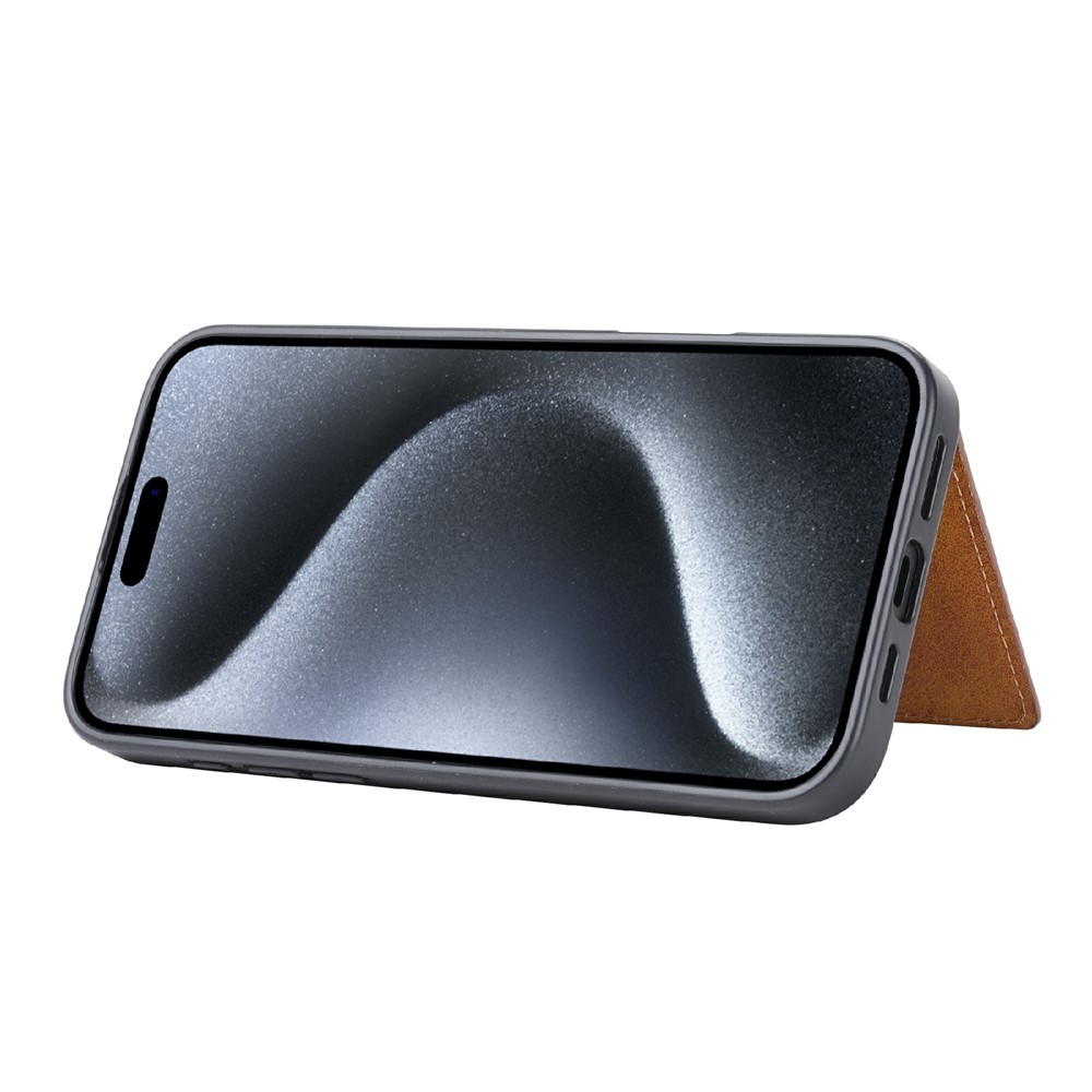  iPhone 16 Pro Läder Skal Med Kortfack Svart