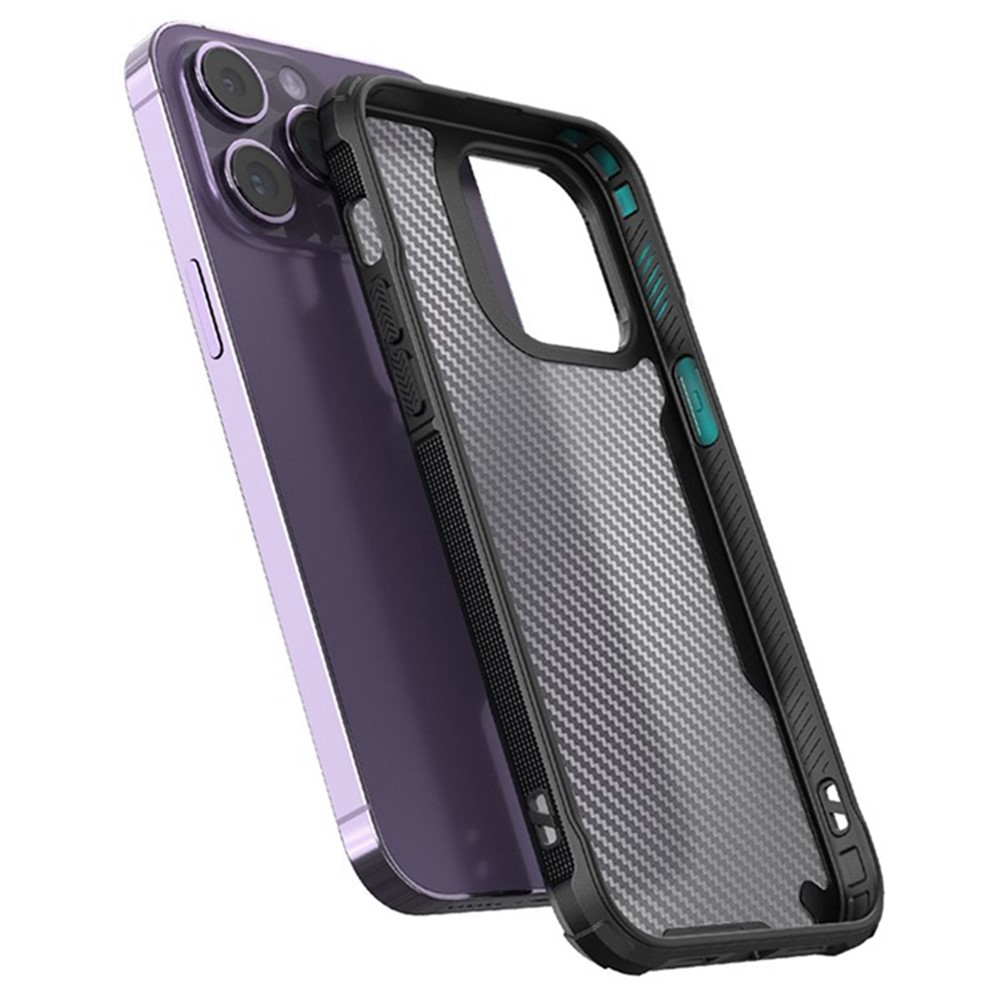  iPhone 16 Pro Max Skal Kolfiber Textur Transparent / Svart