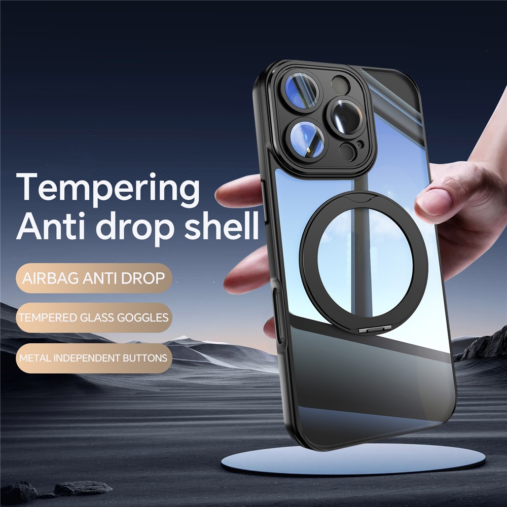 iPhone 16 Pro Skal MagSafe Kickstand Transparent/Svart
