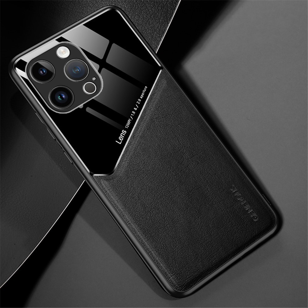  iPhone 16 Pro Max Skal Med Inbyggd Magnetplatta Läder Svart