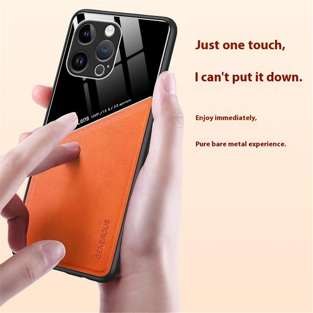  iPhone 16 Pro Max Skal Med Inbyggd Magnetplatta Läder Svart