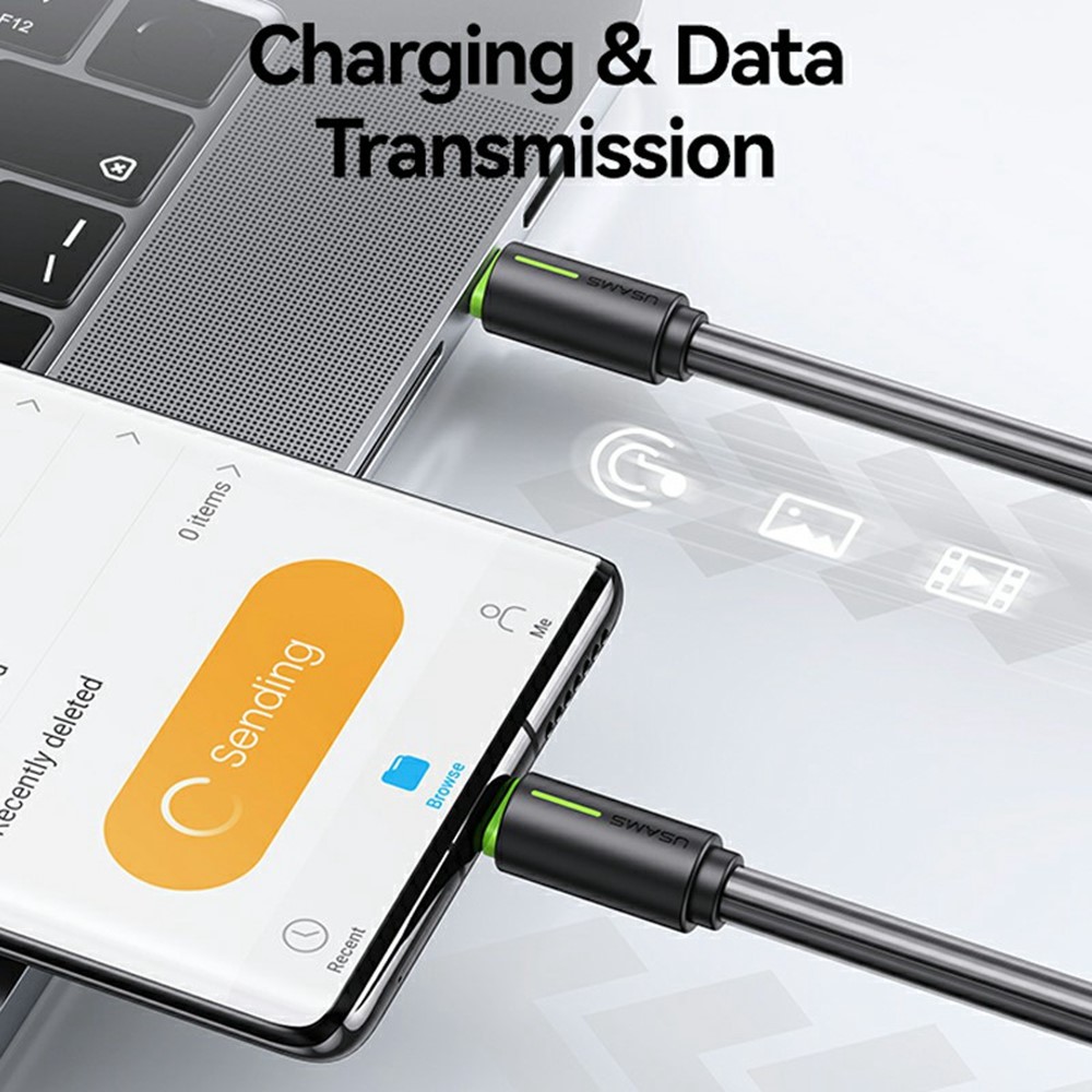 USAMS USAMS 1m 60W USB-C - USB-C Kabel Rosa