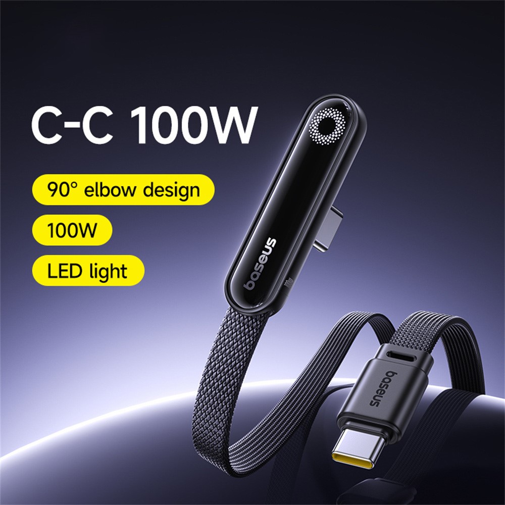 BASEUS Baseus 1m 100W USB-C - USB-C Elbow Kabel Svart