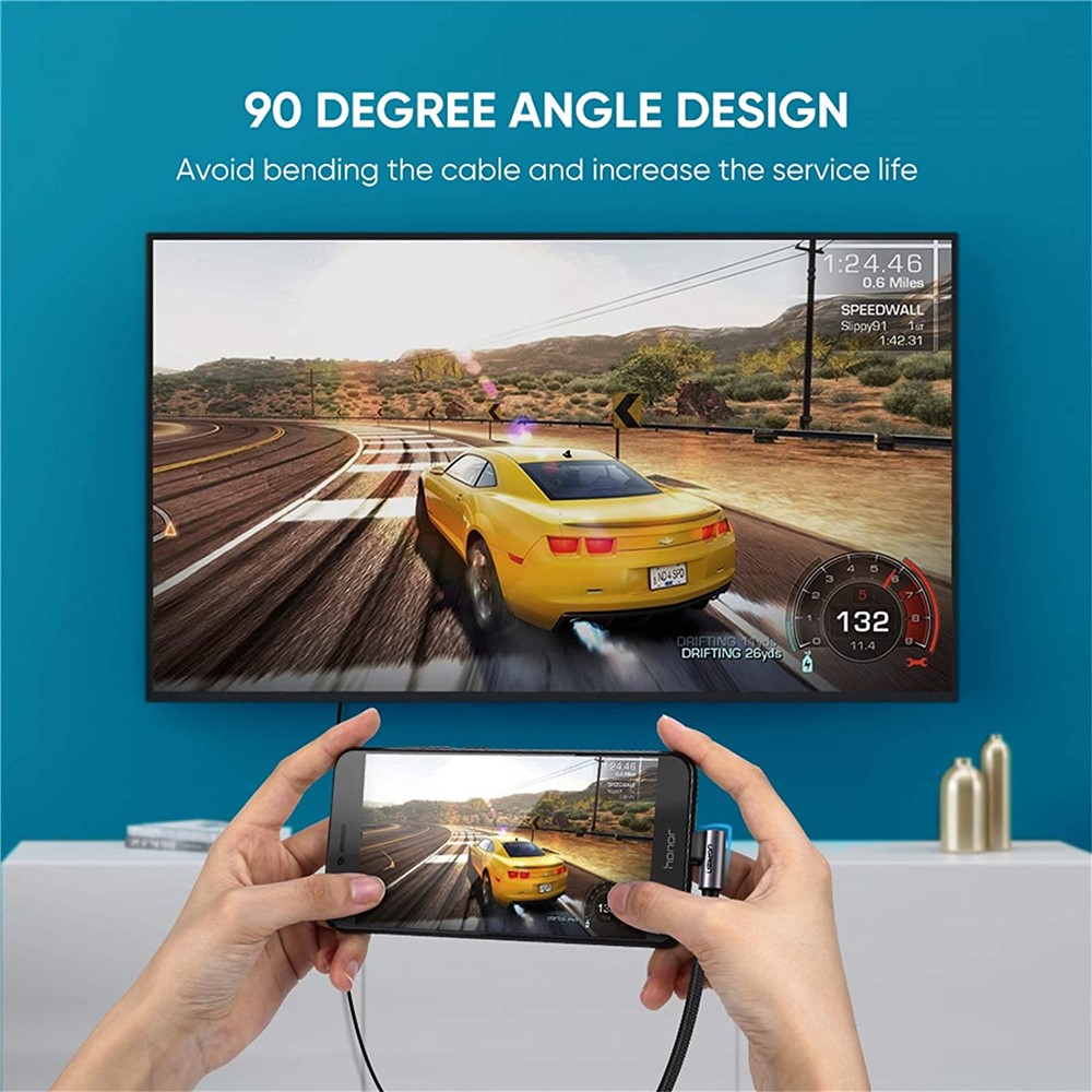 UGREEN UGREEN 1.5m 4K 60Hz USB-C - HDMI Kabel Elbow Svart