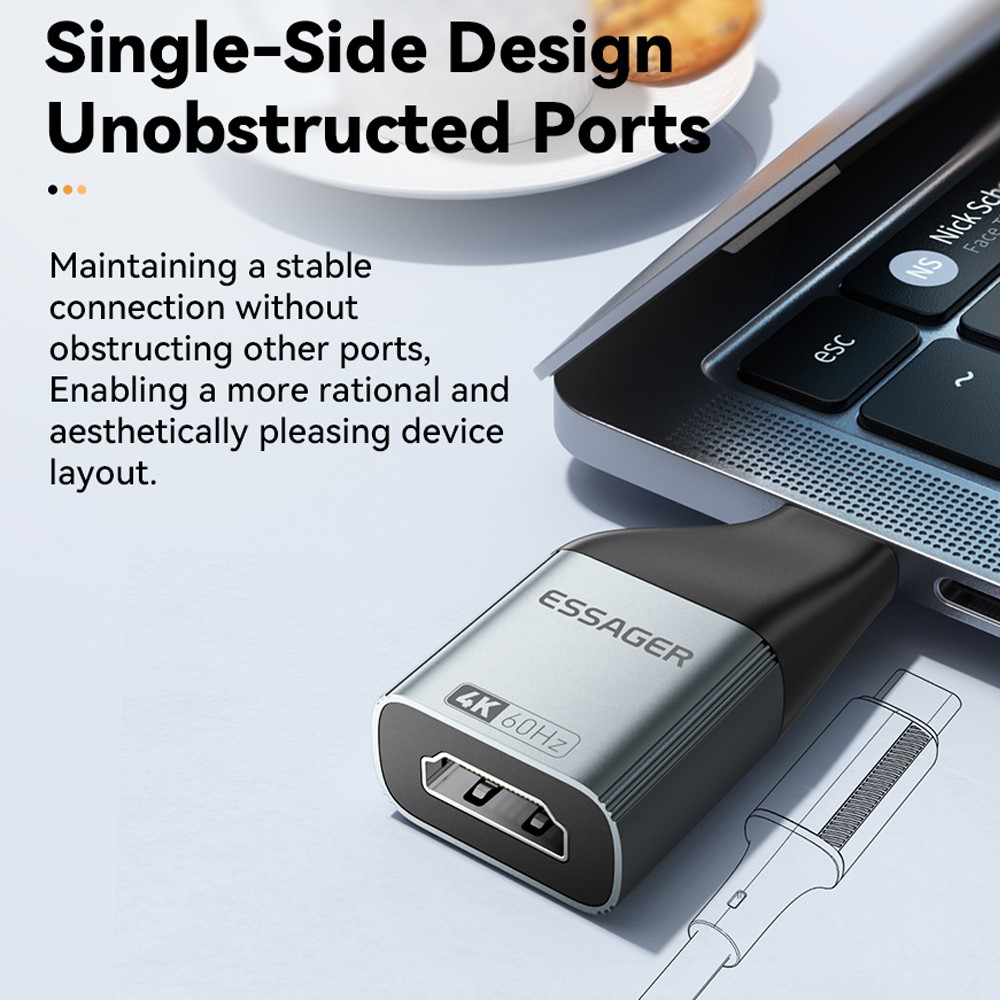 ESSAGER ESSAGER 4K 60Hz HDMI Hona Till USB-C Hane Adapter Grå