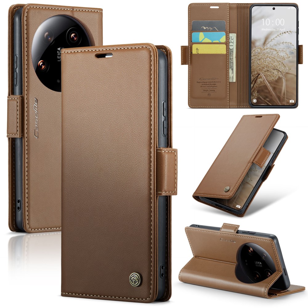 CASEME CASEME Xiaomi 14 Ultra Fodral Läder RFID Brun