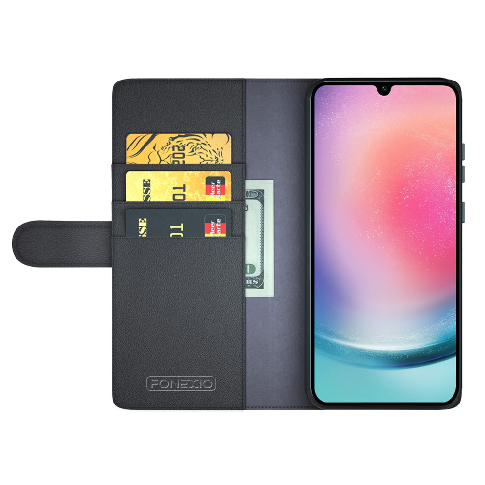  Samsung Galaxy A16 Fodral Premium Äkta Läder Svart