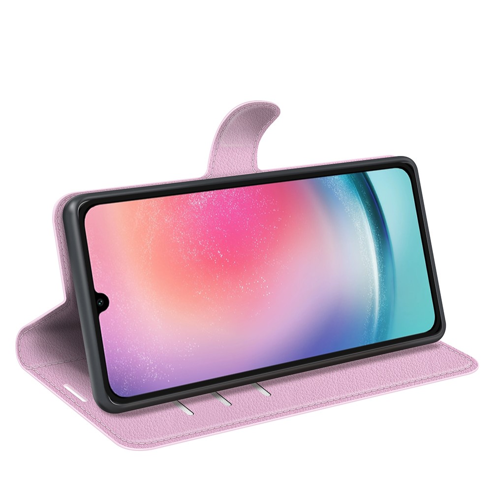  Samsung Galaxy A16 Fodral Litchi Läder Ljus Rosa