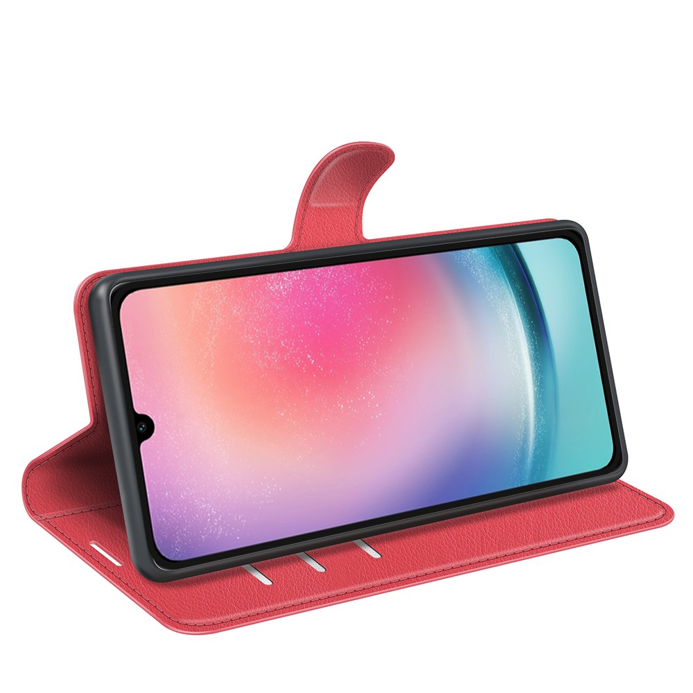  Samsung Galaxy A16 Fodral Litchi Läder Röd