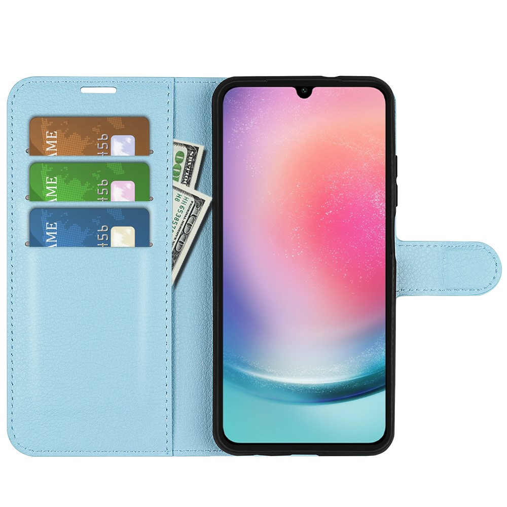  Samsung Galaxy A16 Fodral Litchi Läder Blå