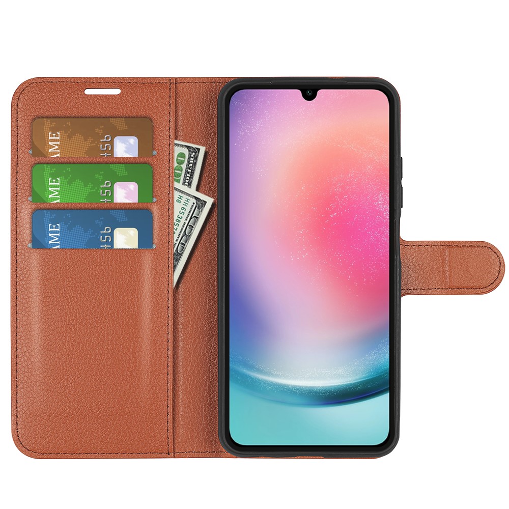 Samsung Galaxy A16 Fodral Litchi Läder Brun