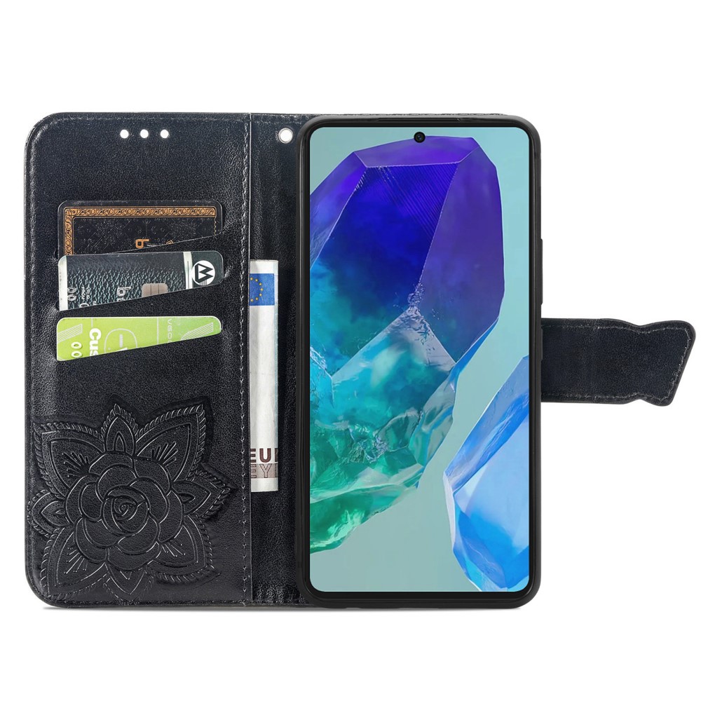  Samsung Galaxy A16 Fodral Med Fjäril Tryck Svart