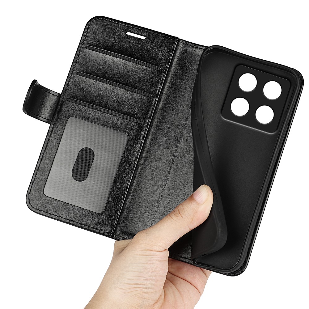  Xiaomi 14T Fodral Crazy Horse Läder Svart