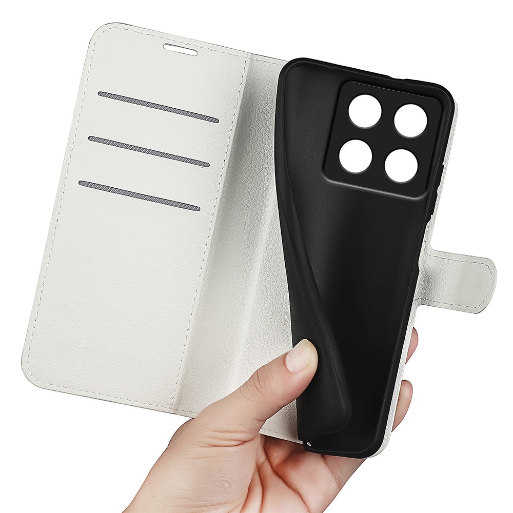  Xiaomi 14T Fodral Litchi Läder Vit