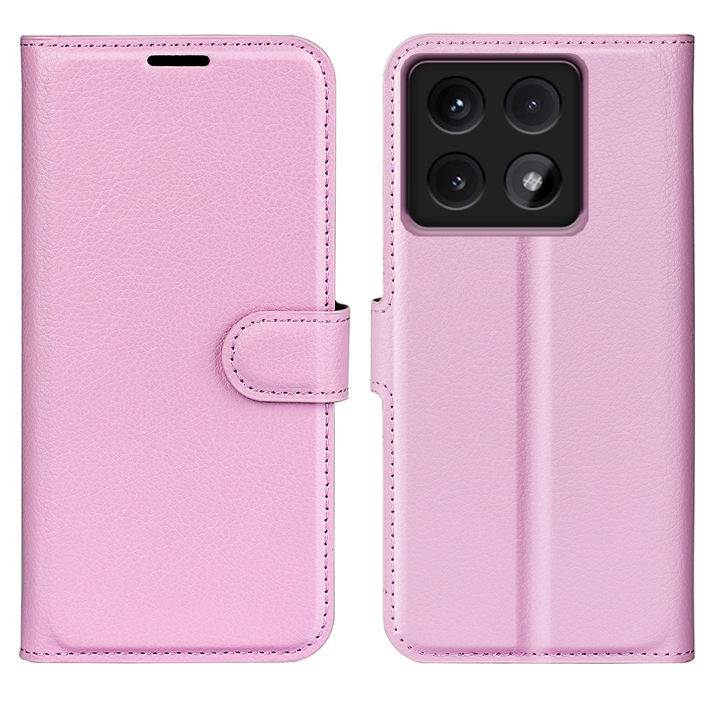  Xiaomi 14T Fodral Litchi Läder Ljus Rosa