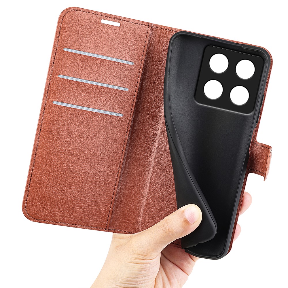  Xiaomi 14T Pro Fodral Litchi Läder Brun