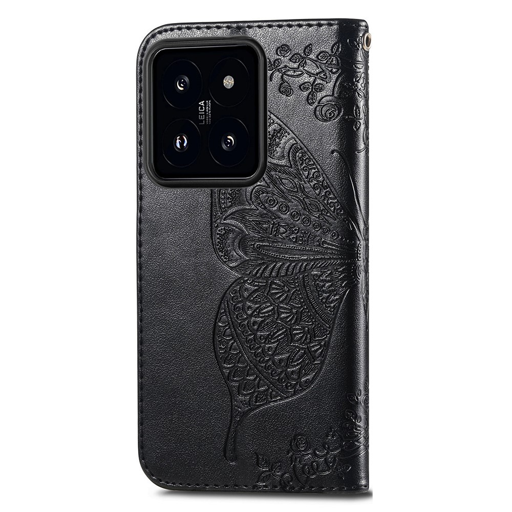  Xiaomi 14T Fodral Med Fjäril Tryck Svart