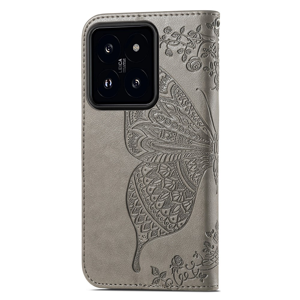  Xiaomi 14T Fodral Med Fjäril Tryck Grå