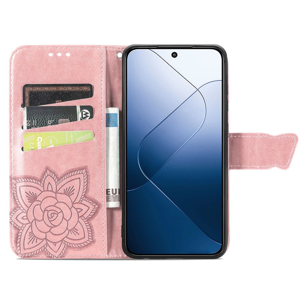  Xiaomi 14T Fodral Med Fjäril Tryck Roséguld