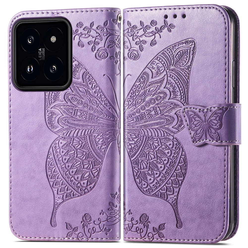  Xiaomi 14T Fodral Med Fjäril Tryck Lila