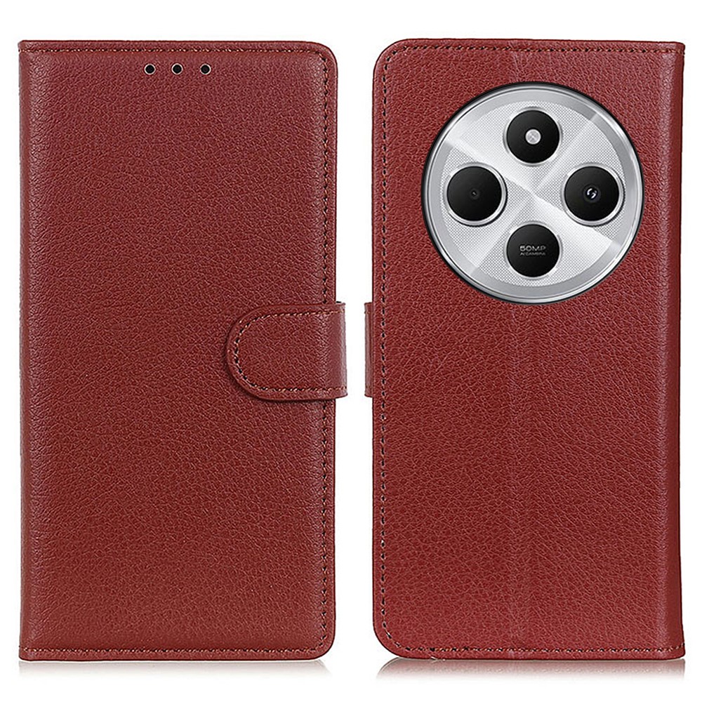  Xiaomi Redmi 14C Fodral Litchi Läder Brun