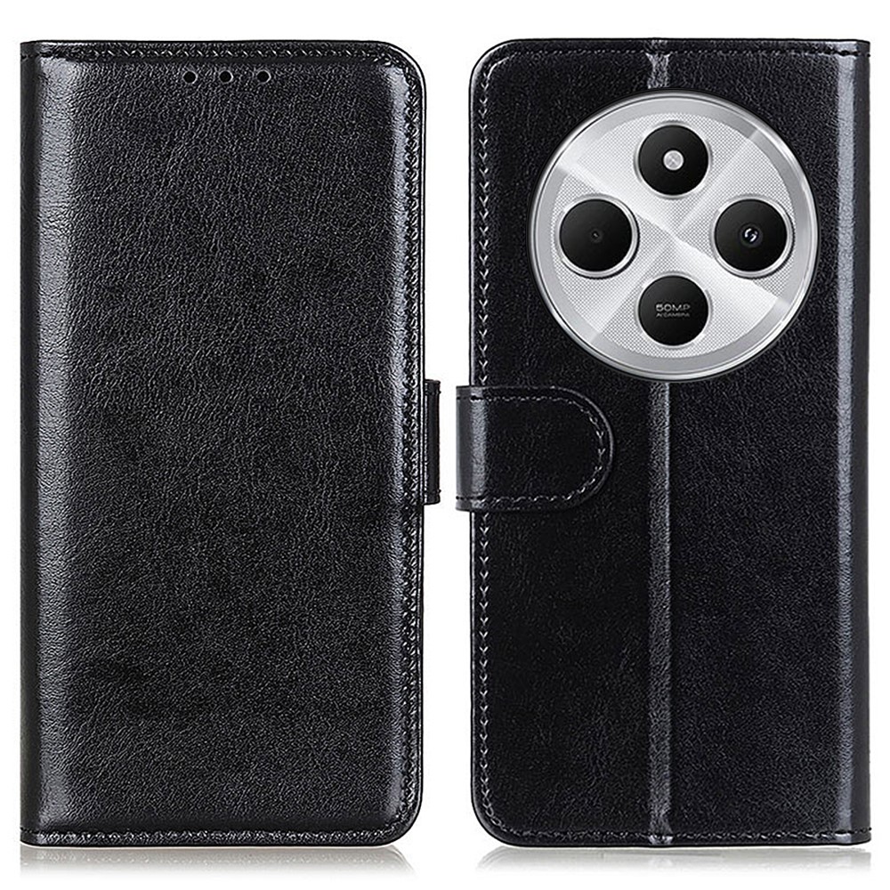  Xiaomi Redmi 14C Plånboksfodral Crazy Horse Läder Svart