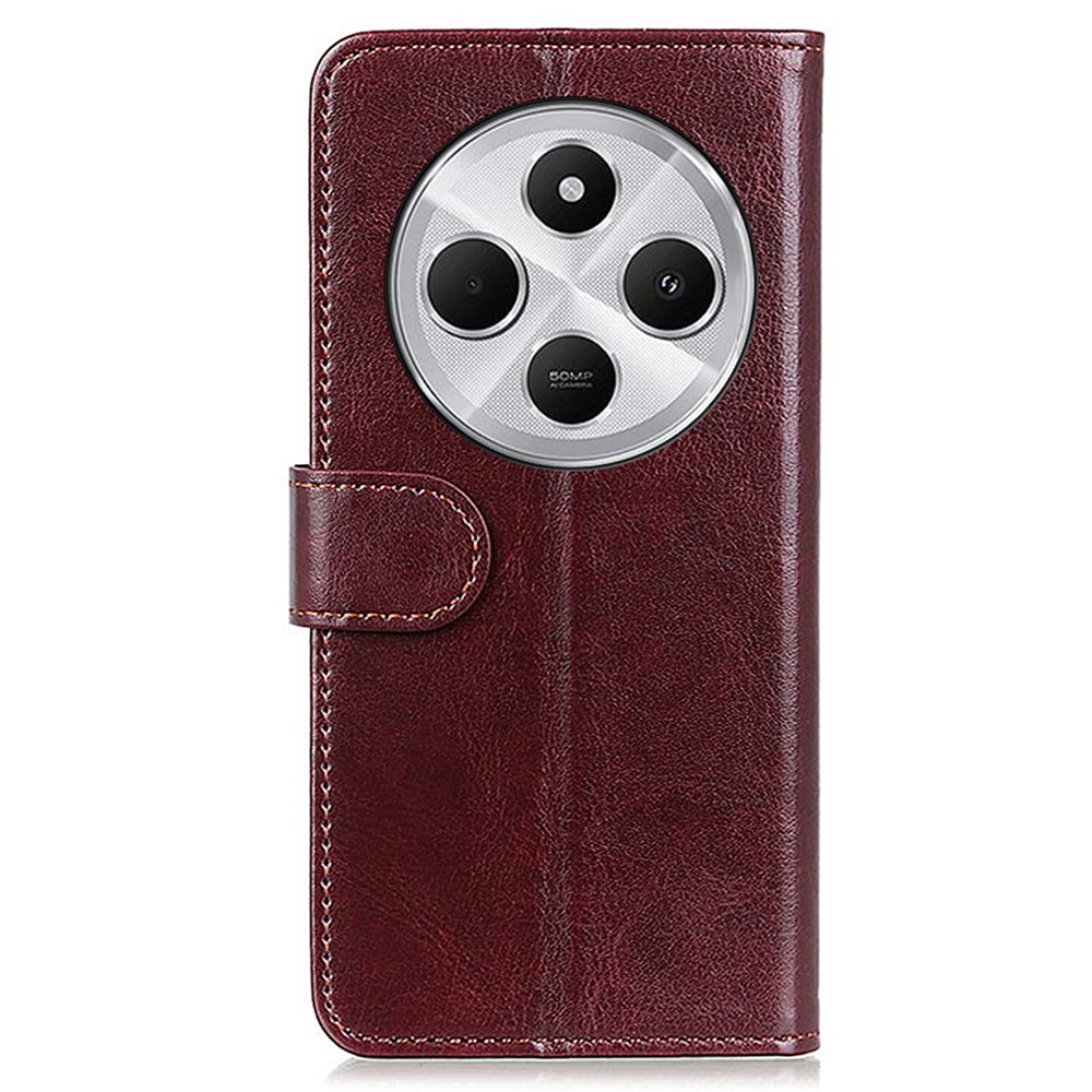  Xiaomi Redmi 14C Plånboksfodral Crazy Horse Läder Brun