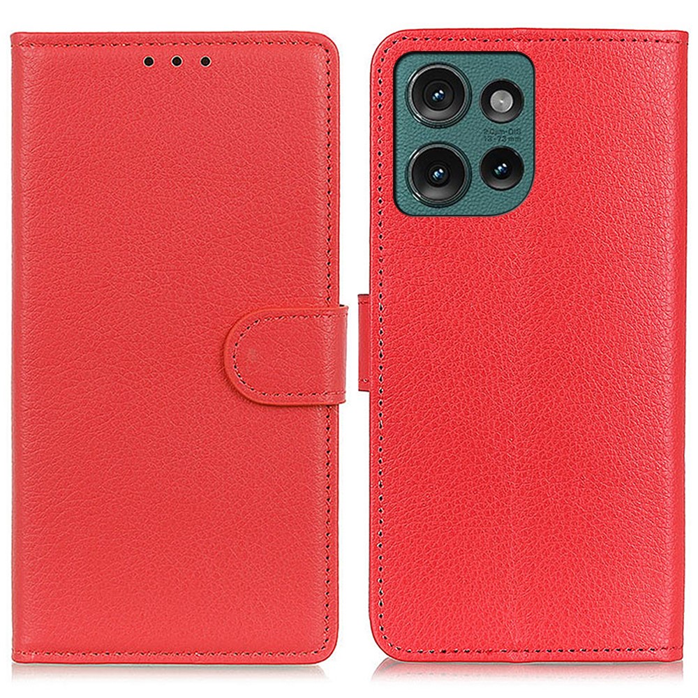  Motorola Edge 50 Fodral Litchi Läder Röd