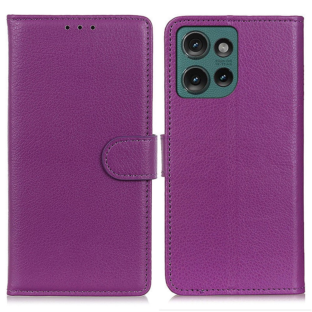  Motorola Edge 50 Fodral Litchi Läder Lila