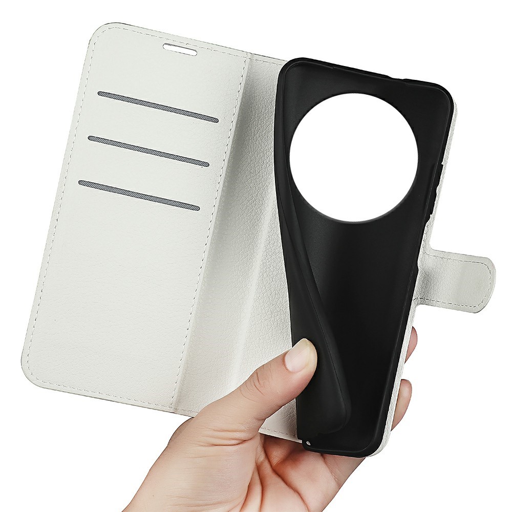  Xiaomi Redmi 14C Fodral Litchi Läder Vit