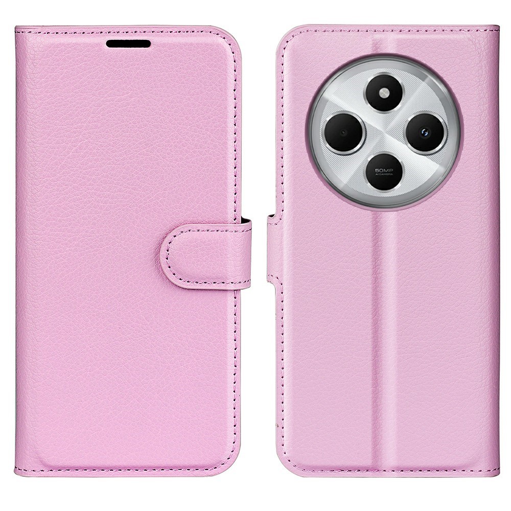  Xiaomi Redmi 14C Fodral Litchi Läder Ljus Rosa