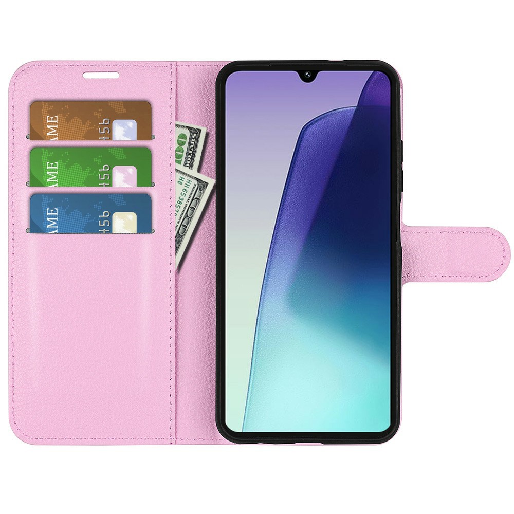  Xiaomi Redmi 14C Fodral Litchi Läder Ljus Rosa