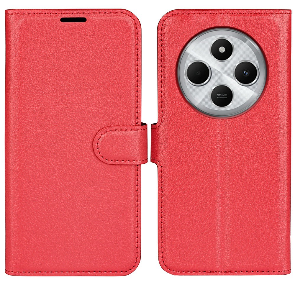  Xiaomi Redmi 14C Fodral Litchi Läder Röd